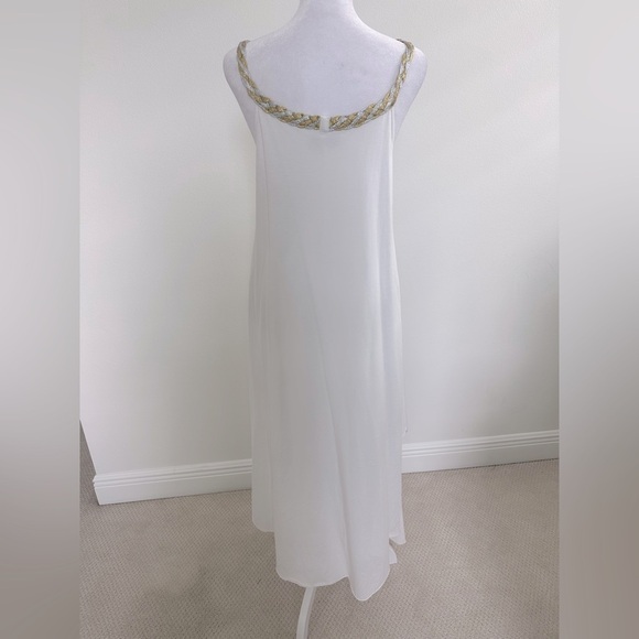 Coton Frais Long White Cotton Dress, Asymmetrical Hemline, Size M - Picture 3 of 10